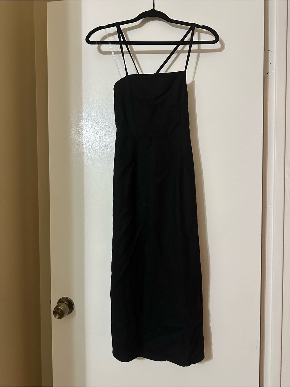 wild fable Black Strappy Maxi Slip Dress with Crisscross Back